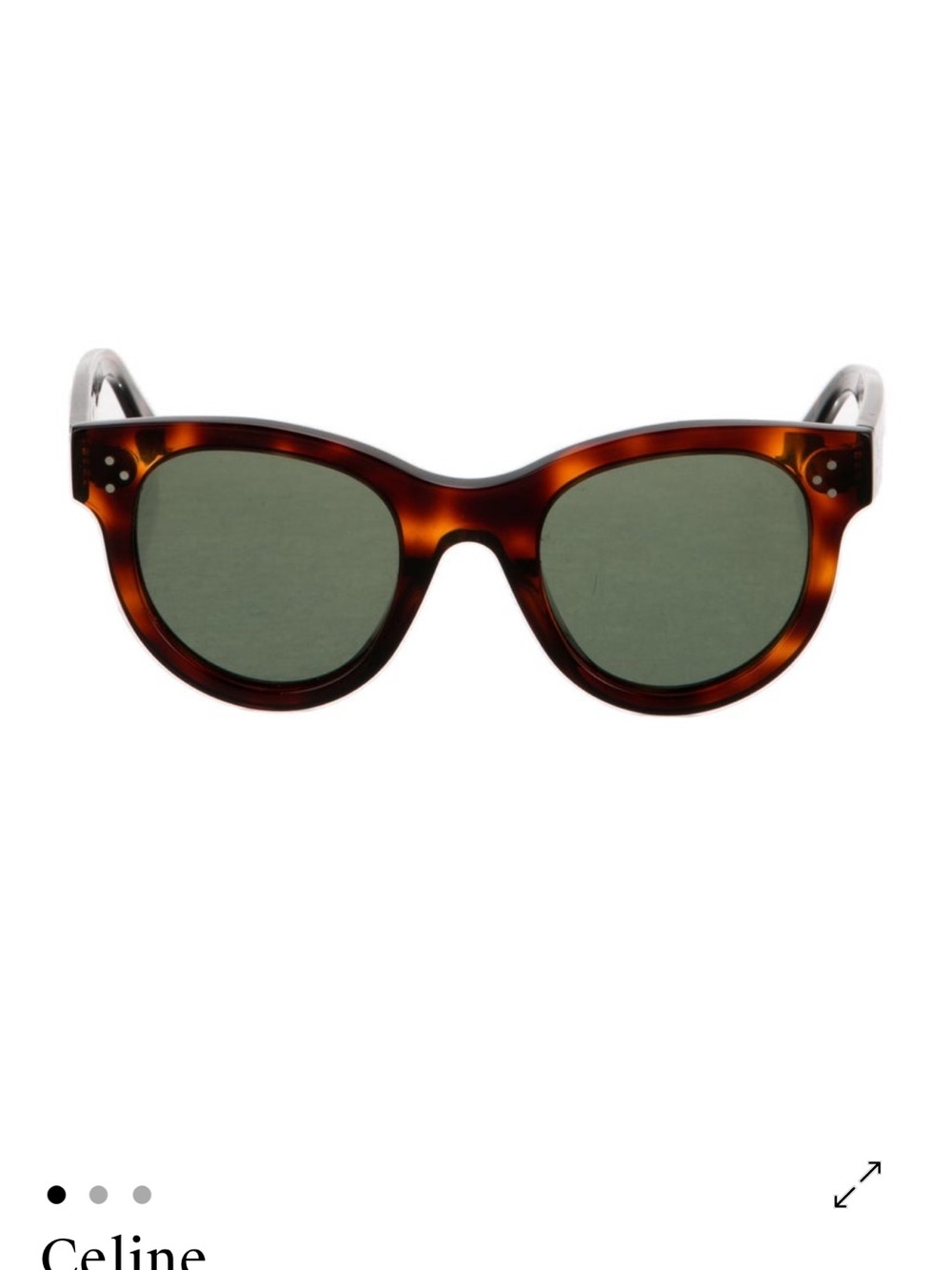 Celine Tortoiseshell Frame Sunglasses with Green Lenses
